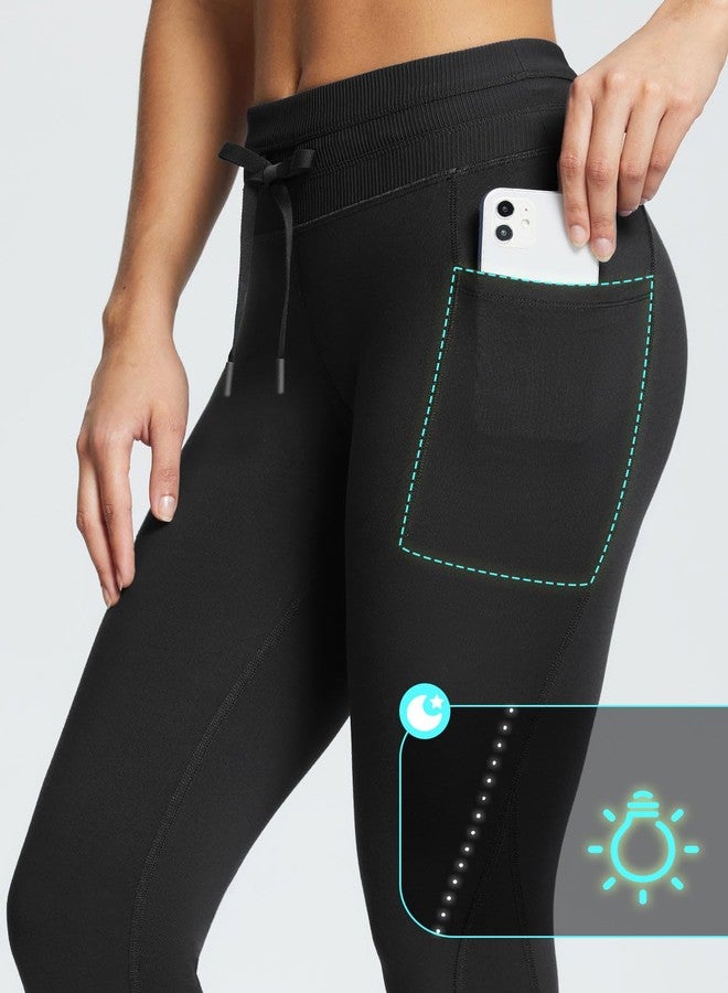 baleaf Fleece Lined Leggings Women Thermal Warm Winter Tights Waterproof High Waisted Ski Hiking Pants Gear with Pockets Black M - Image 5